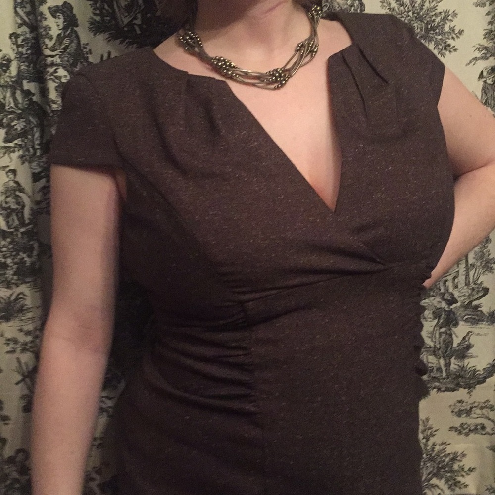 💋 Ruched Brown Tweed Career Dress | Dress Barn